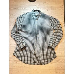 Peter Millar Button Down Shirt Mens Medium Green Blue Plaid Quiet Luxury Preppy